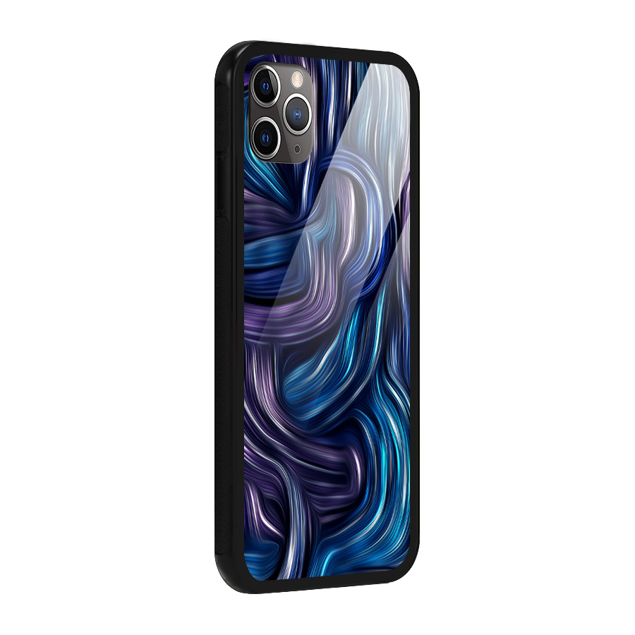 Blue and Purple Oil Paint Glass Back Case for iPhone 11 Pro Max