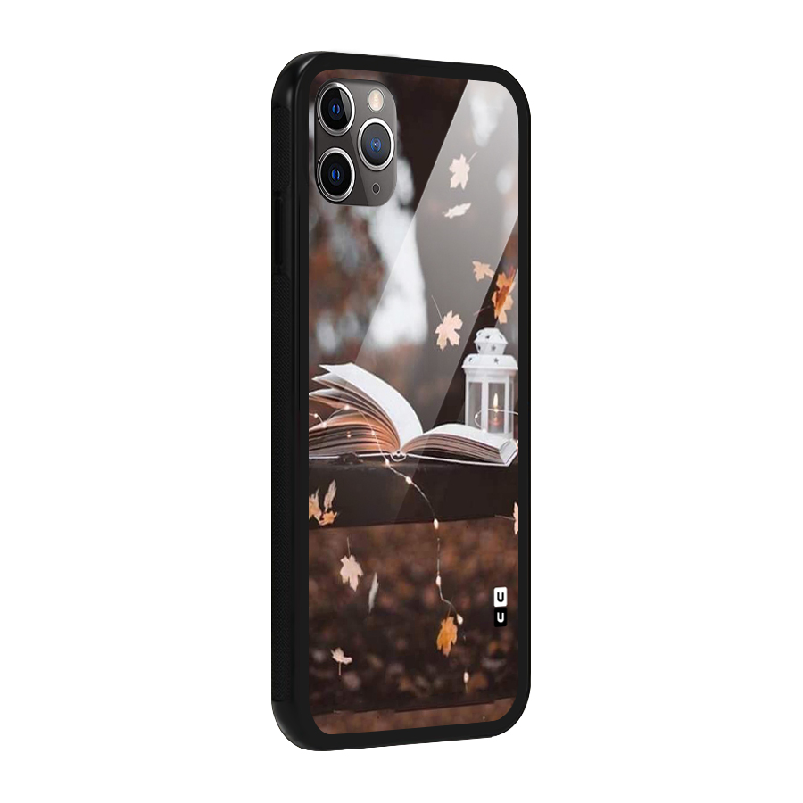 Book and Fall Leaves Glass Back Case for iPhone 11 Pro Max