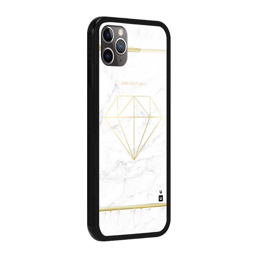 Bright Gold Diamond Glass Back Case for iPhone 11 Pro Max