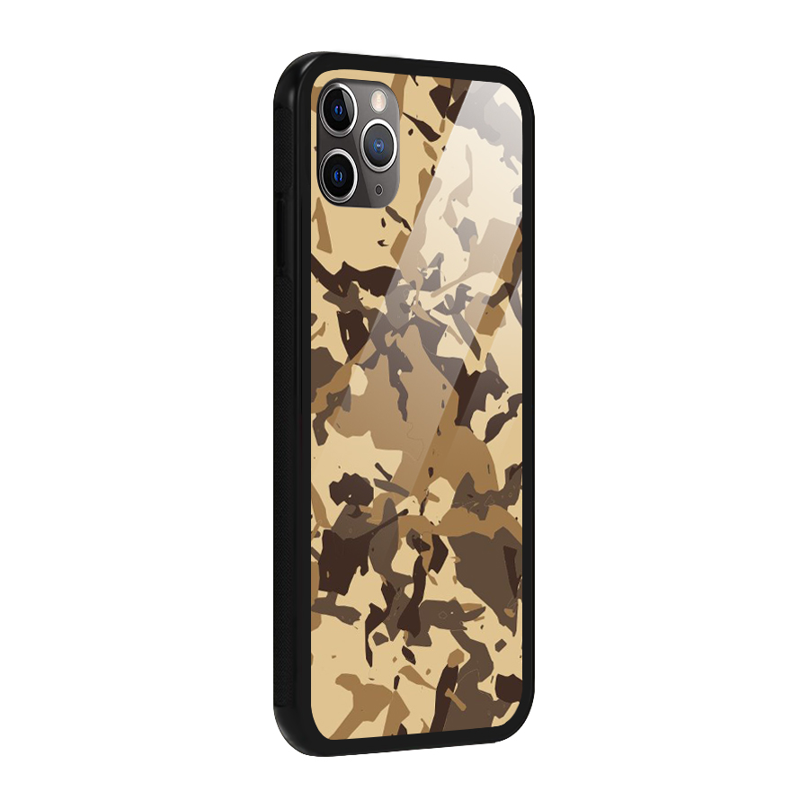 Brown Camouflage Army Glass Back Case for iPhone 11 Pro Max