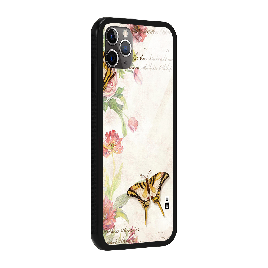 Butterfly Floral Glass Back Case for iPhone 11 Pro Max
