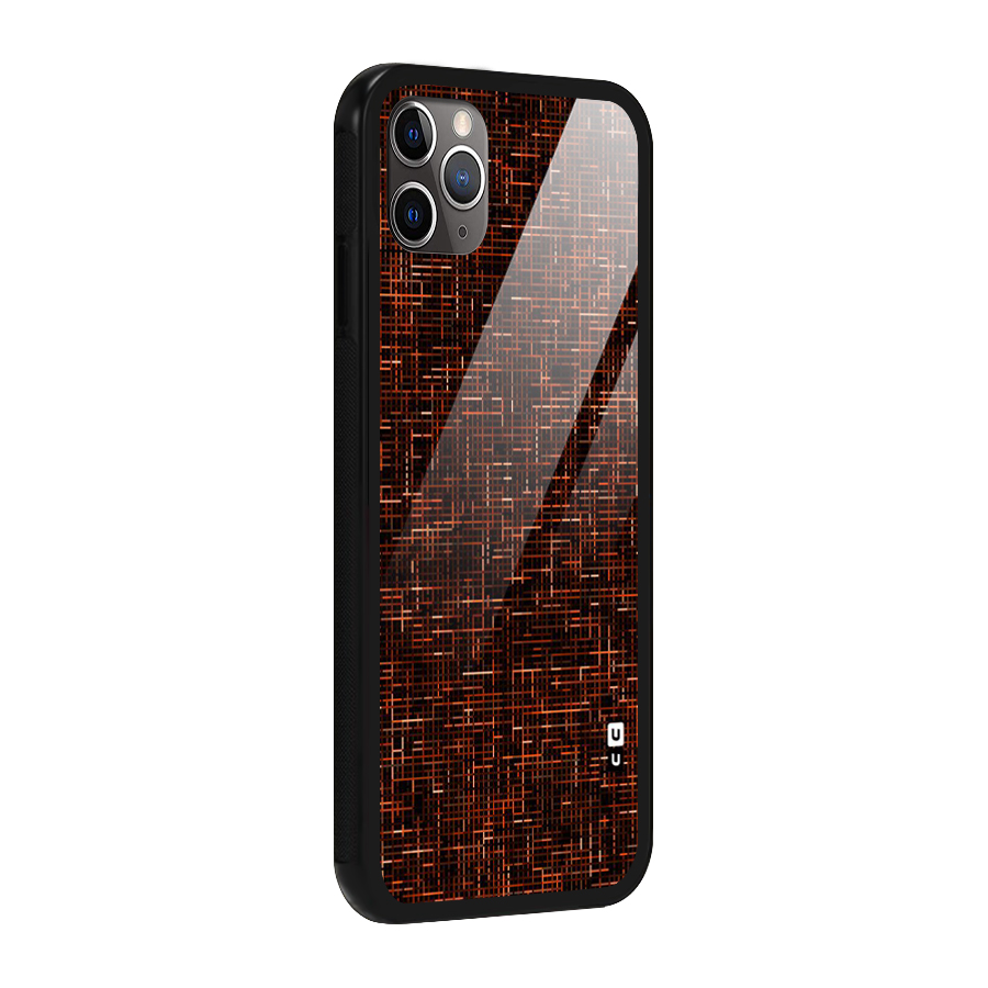 Criss Cross Brownred Pattern Glass Back Case for iPhone 11 Pro Max