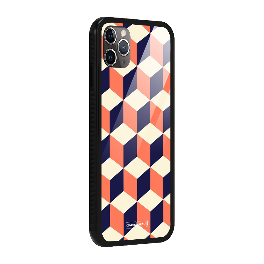 Cube Pattern Glass Back Case for iPhone 11 Pro Max