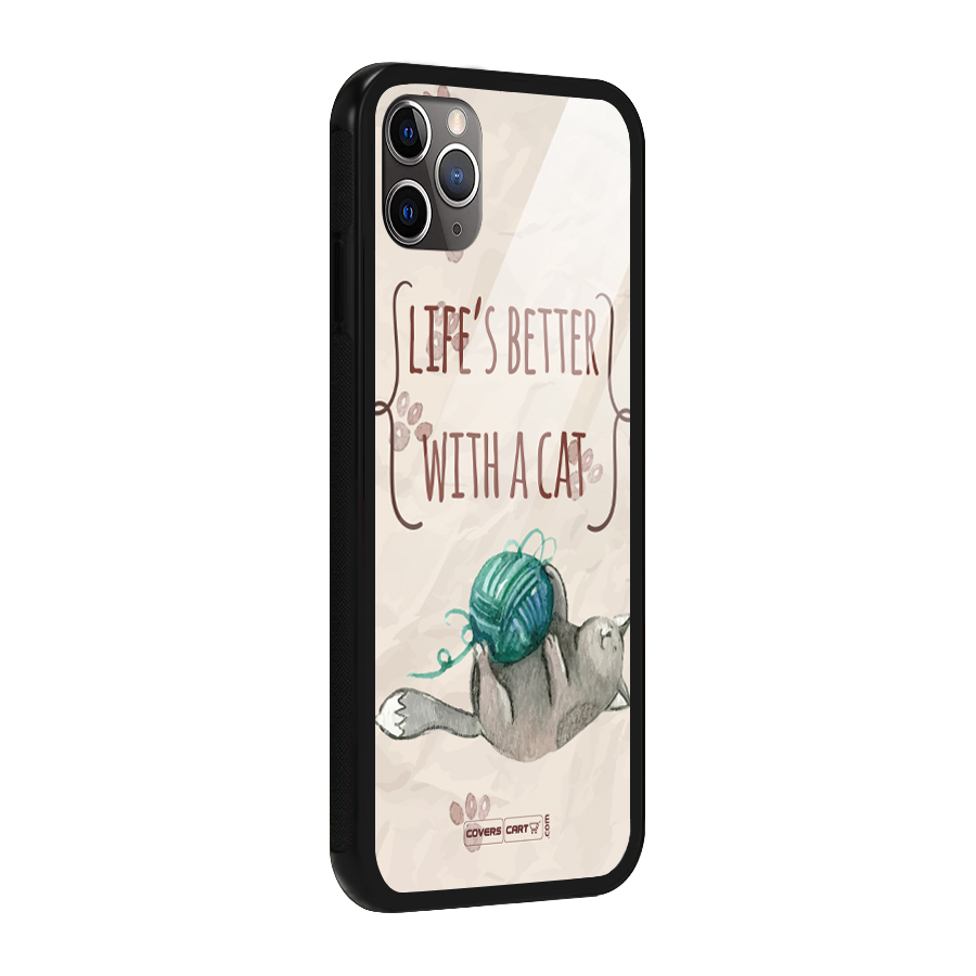 Cute Cat Glass Back Case for iPhone 11 Pro Max