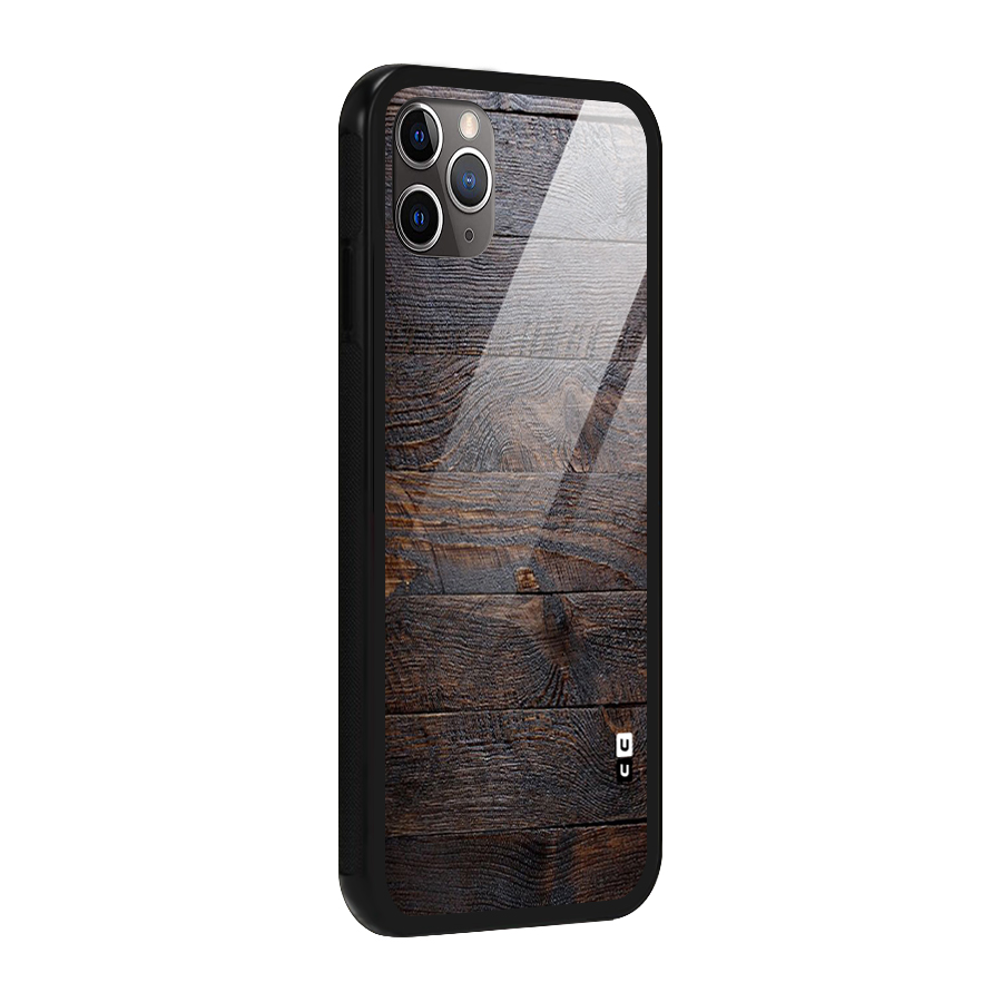 Dark Wood Printed Glass Back Case for iPhone 11 Pro Max