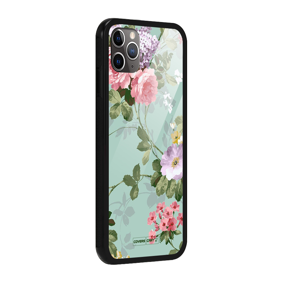 Desinger Floral Glass Back Case for iPhone 11 Pro Max