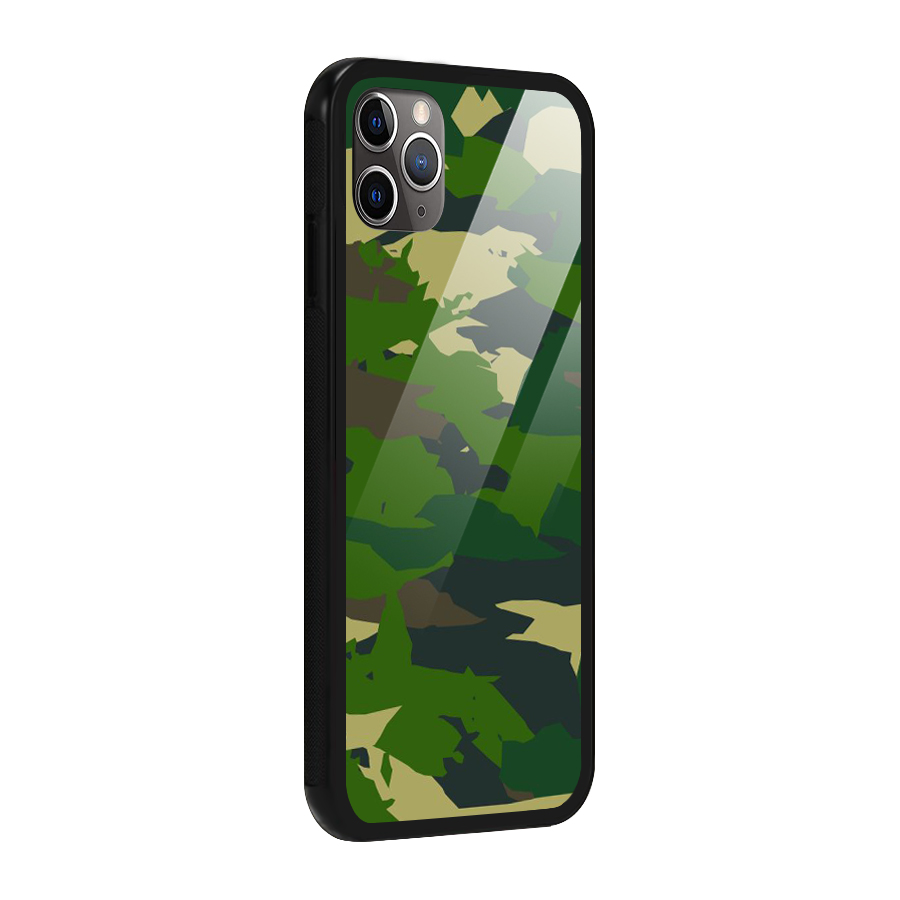 Green Camouflage Army Glass Back Case for iPhone 11 Pro Max