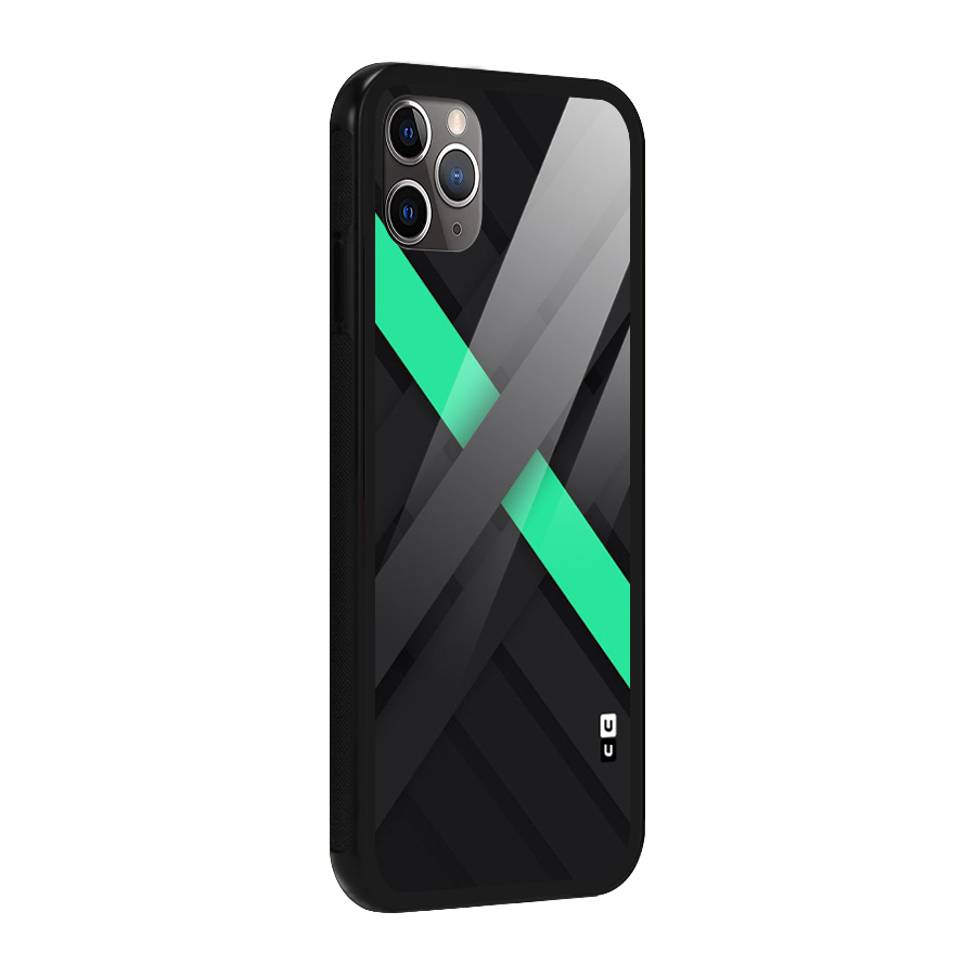 Green Stripe Diagonal Glass Back Case for iPhone 11 Pro Max