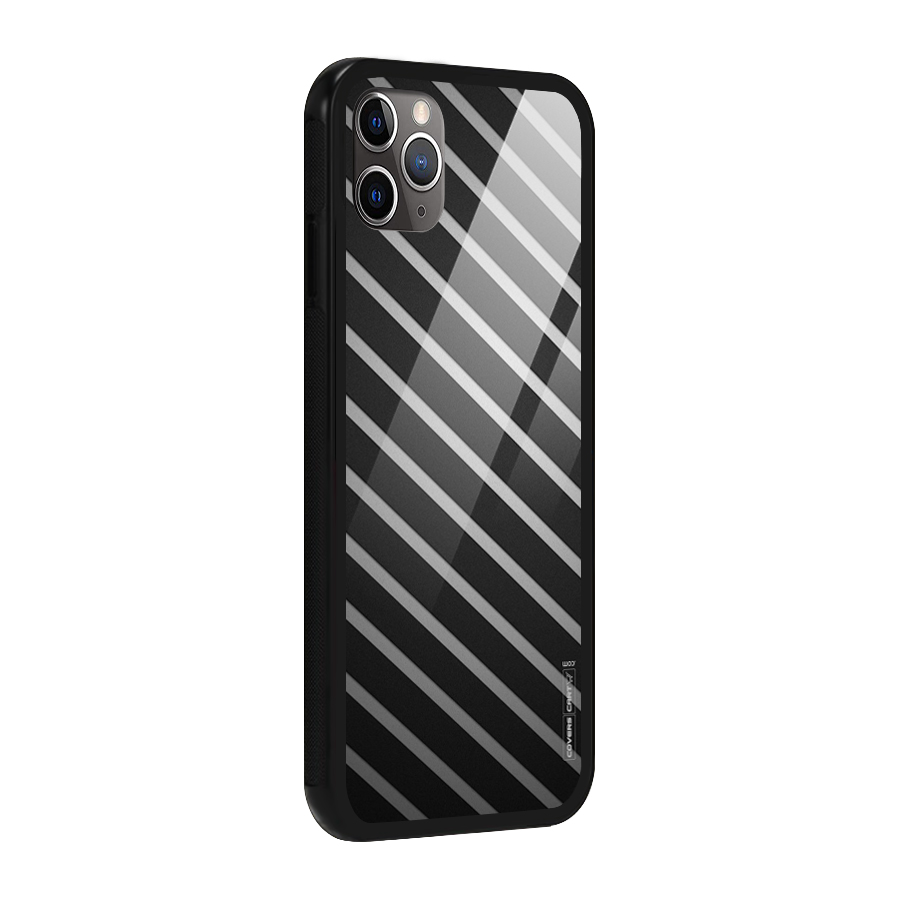 Grey And Black Stripes Glass Back Case for iPhone 11 Pro Max