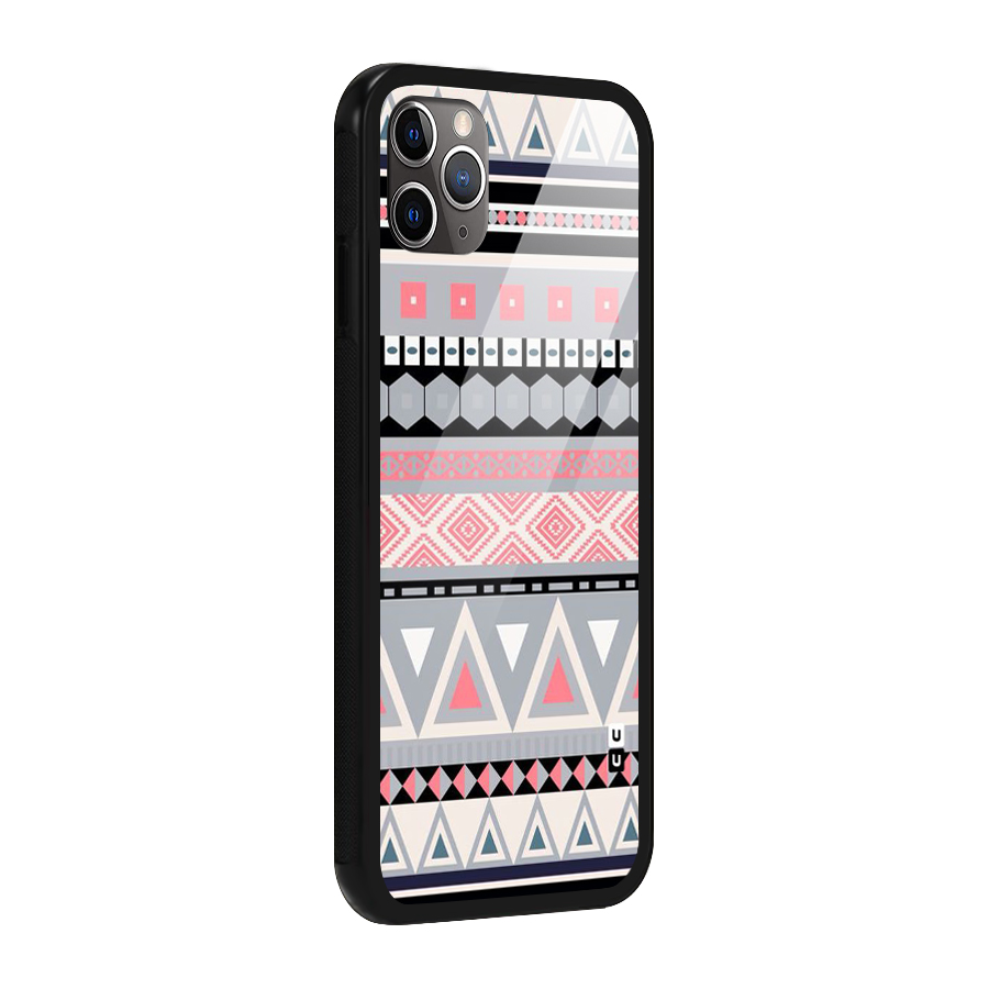 Grey Pink Pattern Glass Back Case for iPhone 11 Pro Max