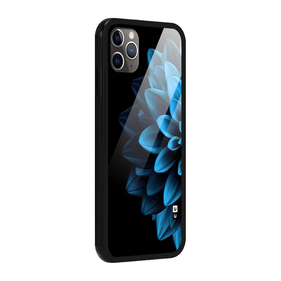 Half Blue Flower Glass Back Case for iPhone 11 Pro Max