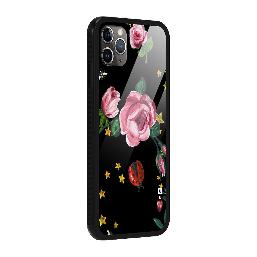 Ladybird And Floral Glass Back Case for iPhone 11 Pro Max