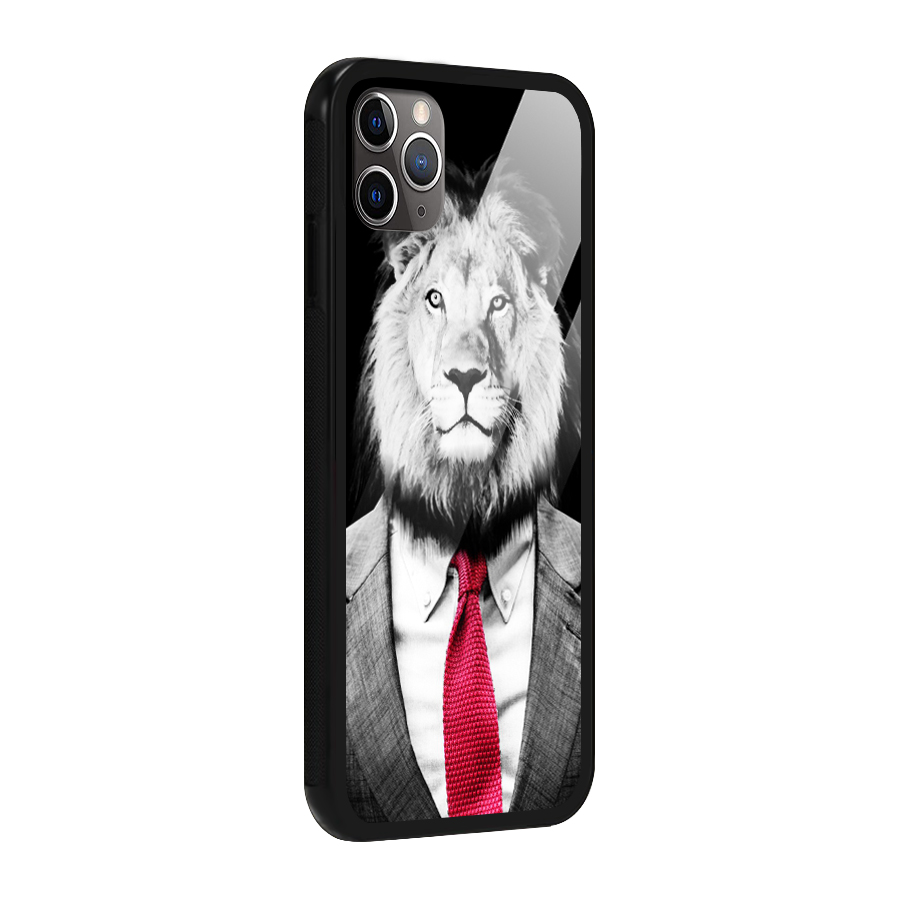 Lion with Red Tie Glass Back Case for iPhone 11 Pro Max