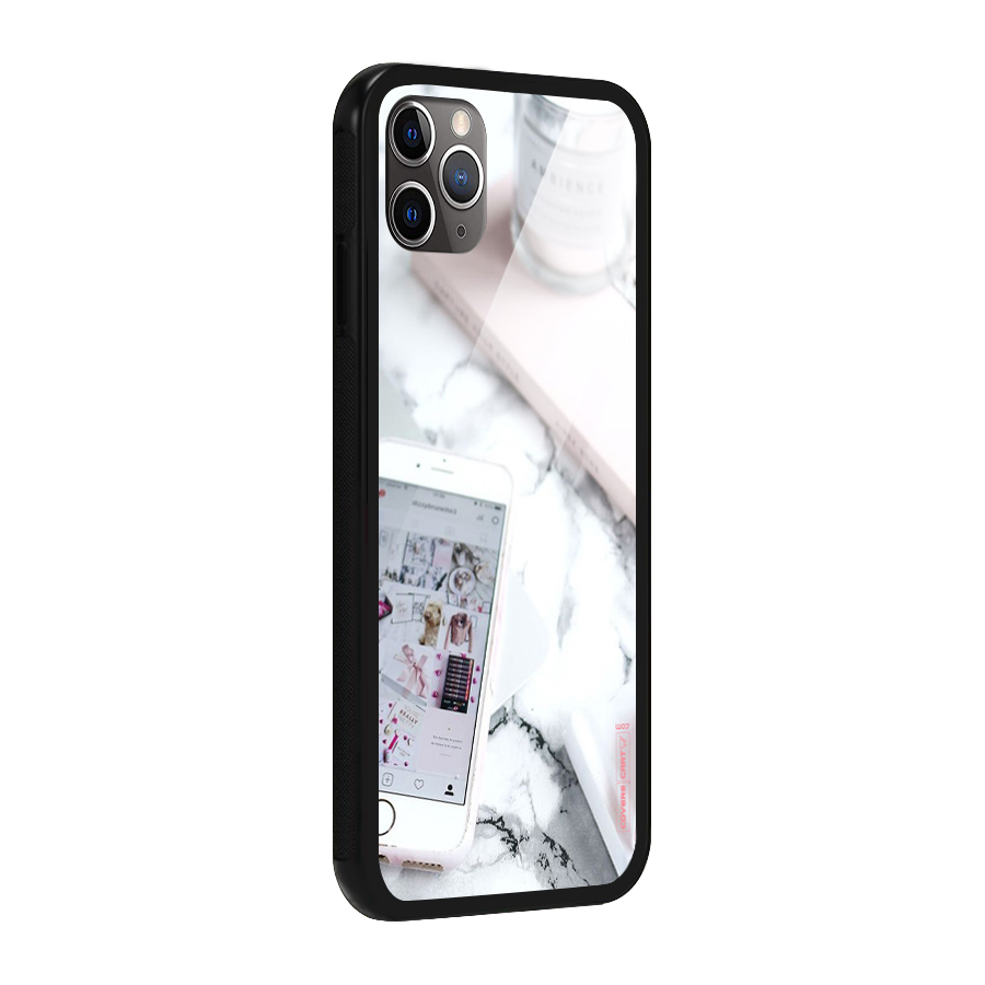 Make Up And Phone Glass Back Case for iPhone 11 Pro Max