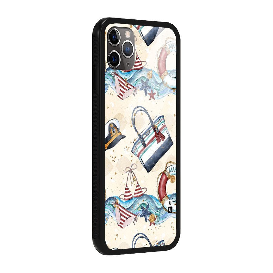 Marine Bag Design Glass Back Case for iPhone 11 Pro Max
