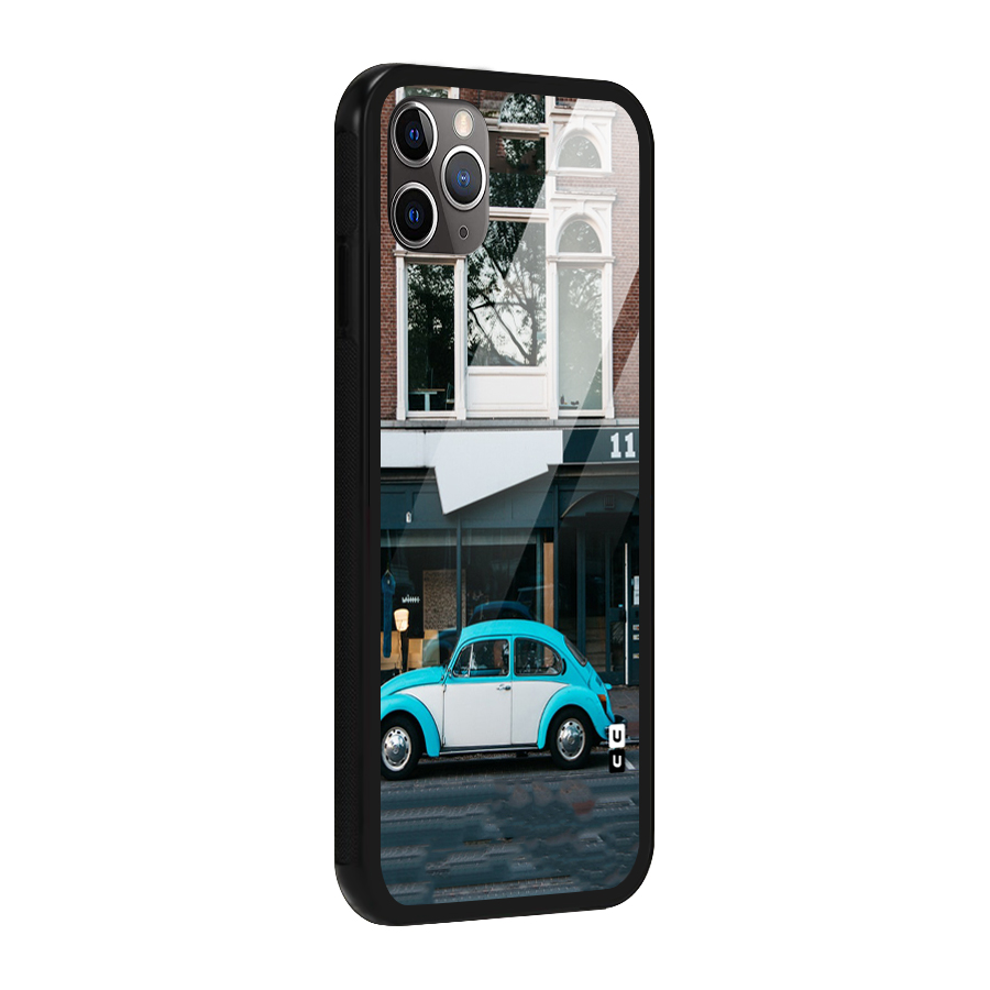 Mini Blue Car Glass Back Case for iPhone 11 Pro Max