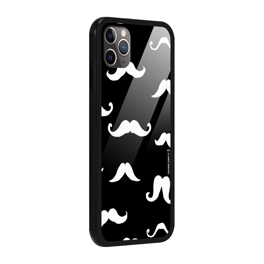 Moustache Pattern (White) Glass Back Case for iPhone 11 Pro Max