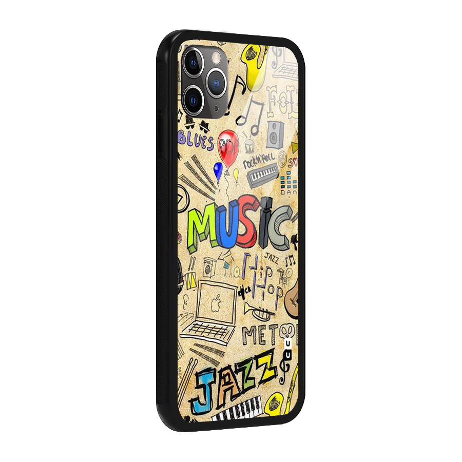 Music Pattern Glass Back Case for iPhone 11 Pro Max