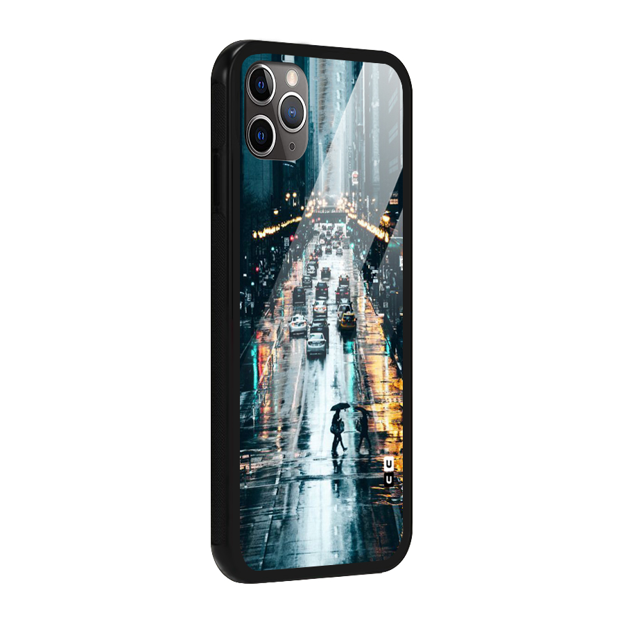 NY Streets Rainy Glass Back Case for iPhone 11 Pro Max