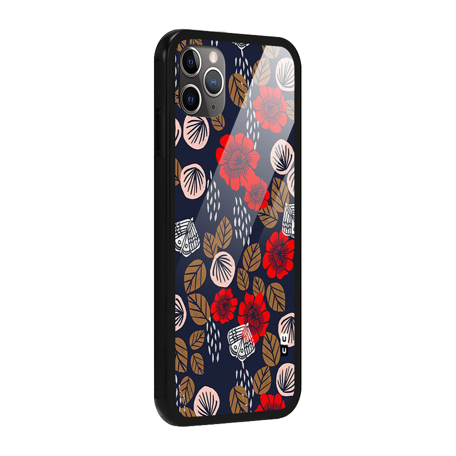 Orange Flora Glass Back Case for iPhone 11 Pro Max