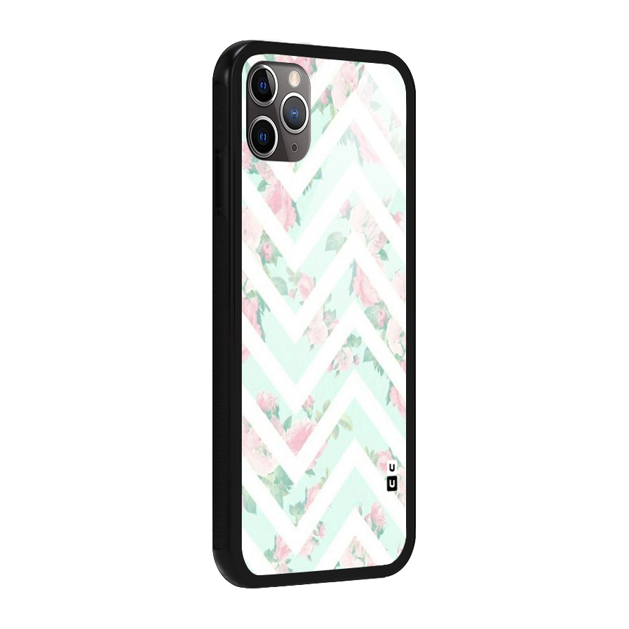 Pastel Floral Zig Zag Glass Back Case for iPhone 11 Pro Max