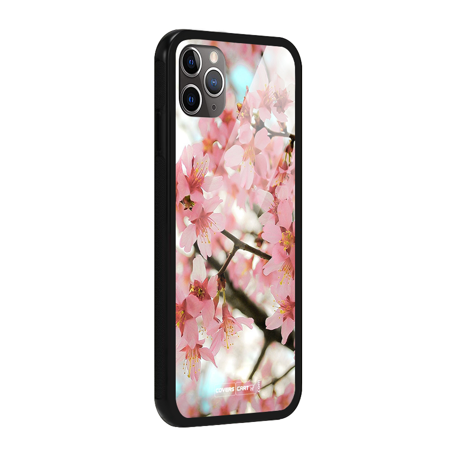 Peach Floral Glass Back Case for iPhone 11 Pro Max