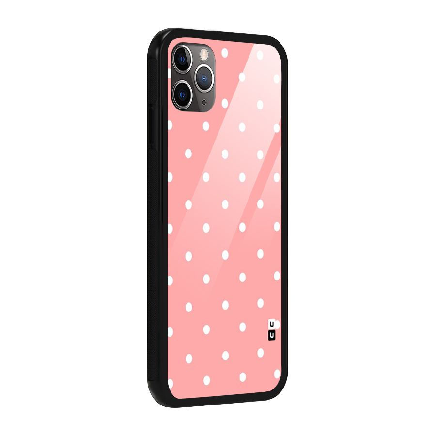 Peach Polka Pattern Glass Back Case for iPhone 11 Pro Max