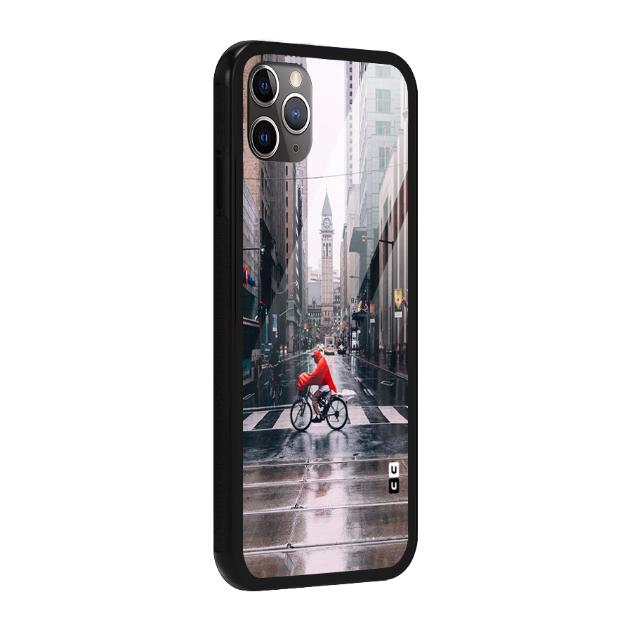 Red Bicycle Street Glass Back Case for iPhone 11 Pro Max