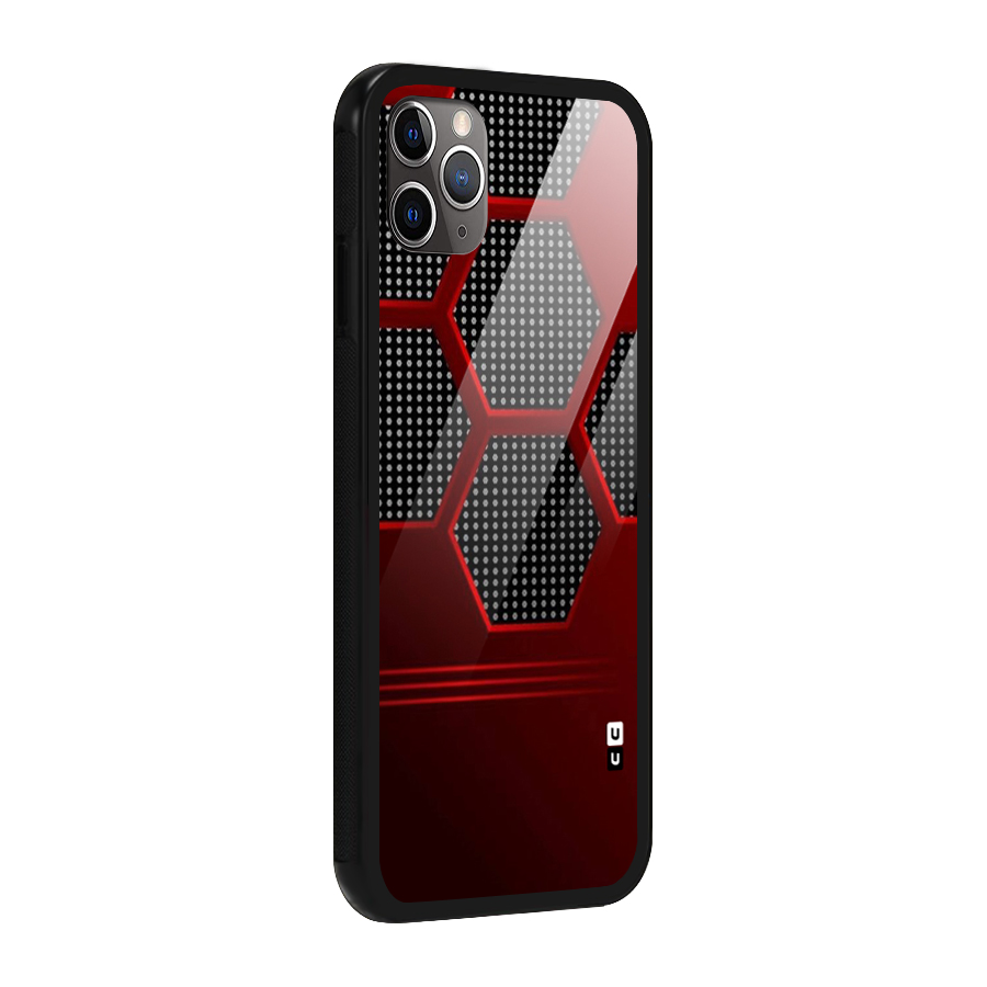 Red Black Hexagons Glass Back Case for iPhone 11 Pro Max
