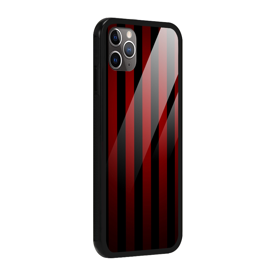Red Black Stripes Glass Back Case for iPhone 11 Pro Max