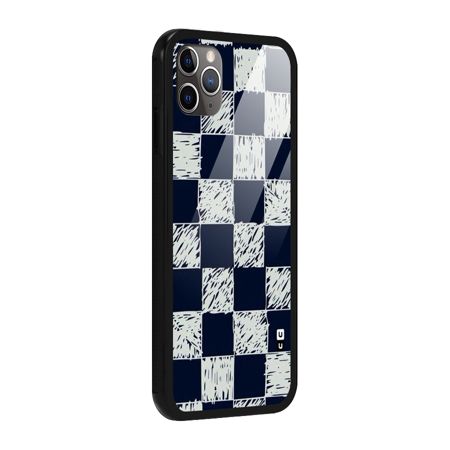 Sketchy Check Design Glass Back Case for iPhone 11 Pro Max