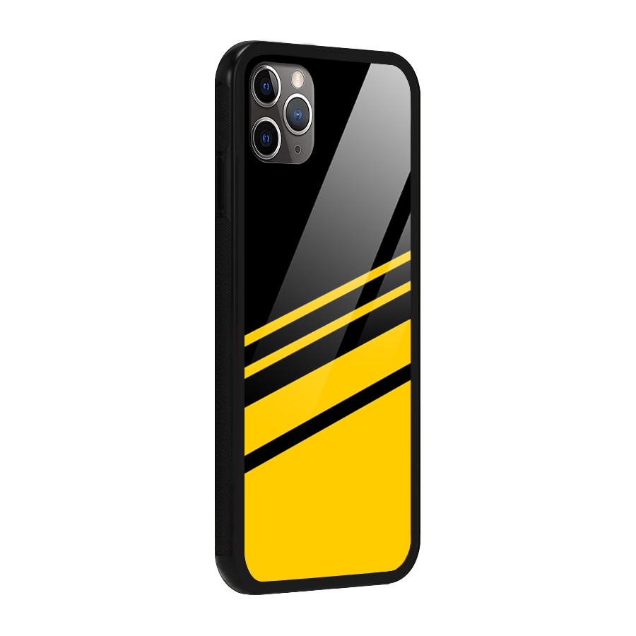 Slant Yellow Stripes Glass Back Case for iPhone 11 Pro Max