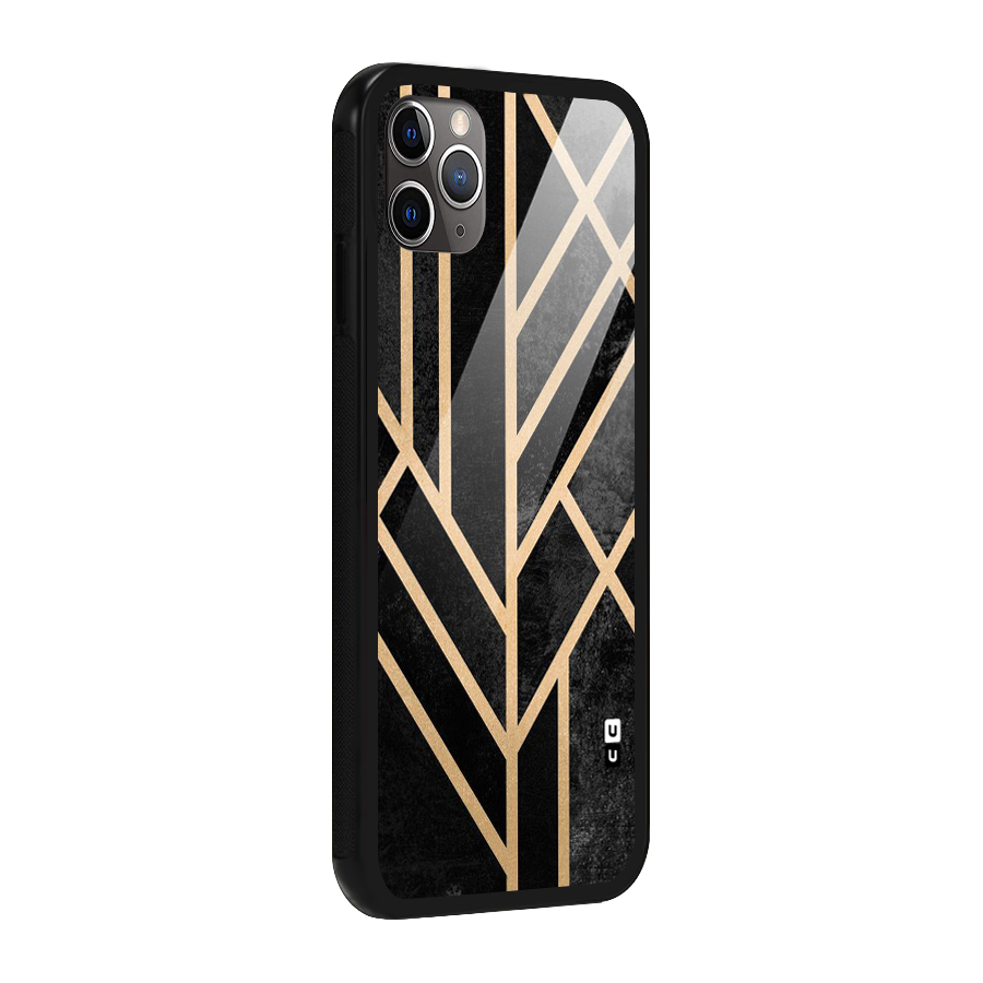 Tri Lines Gold Glass Back Case for iPhone 11 Pro Max