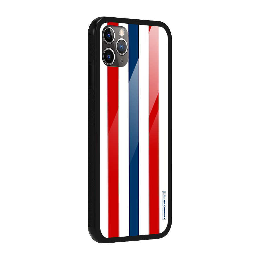 Tricolor Stripes Glass Back Case for iPhone 11 Pro Max