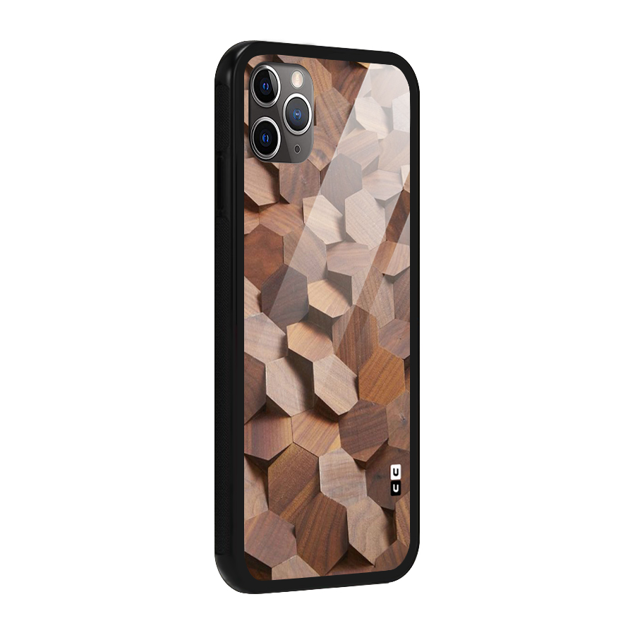 Uplifted Wood Hexagons Glass Back Case for iPhone 11 Pro Max