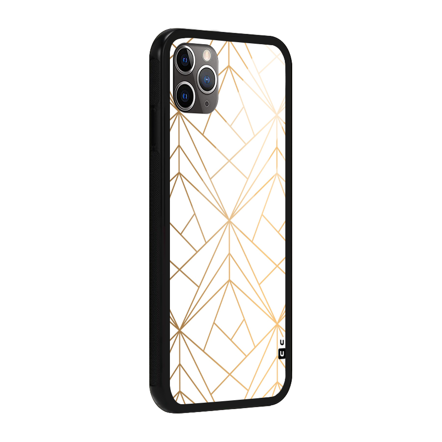 White Golden Zig Zag Glass Back Case for iPhone 11 Pro Max