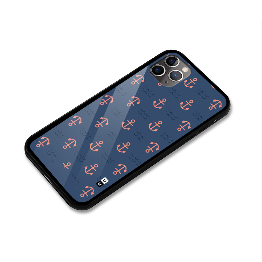 Anchor Sea Blue Glass Back Case for iPhone 11 Pro Max