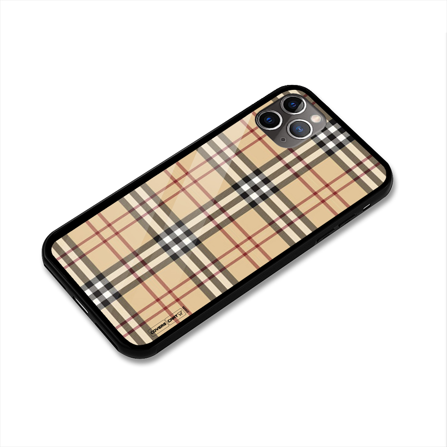 Beige Check Glass Back Case for iPhone 11 Pro Max