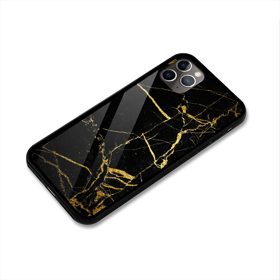 Black And Gold Design Glass Back Case for iPhone 11 Pro Max