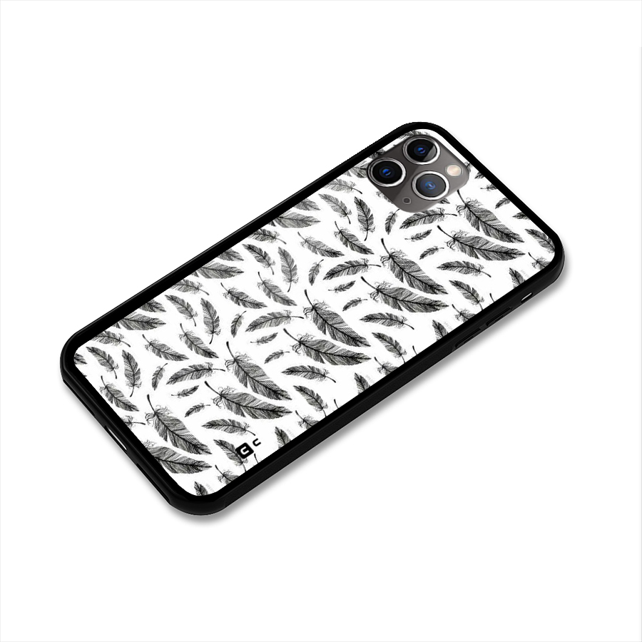 Black Feather Glass Back Case for iPhone 11 Pro Max