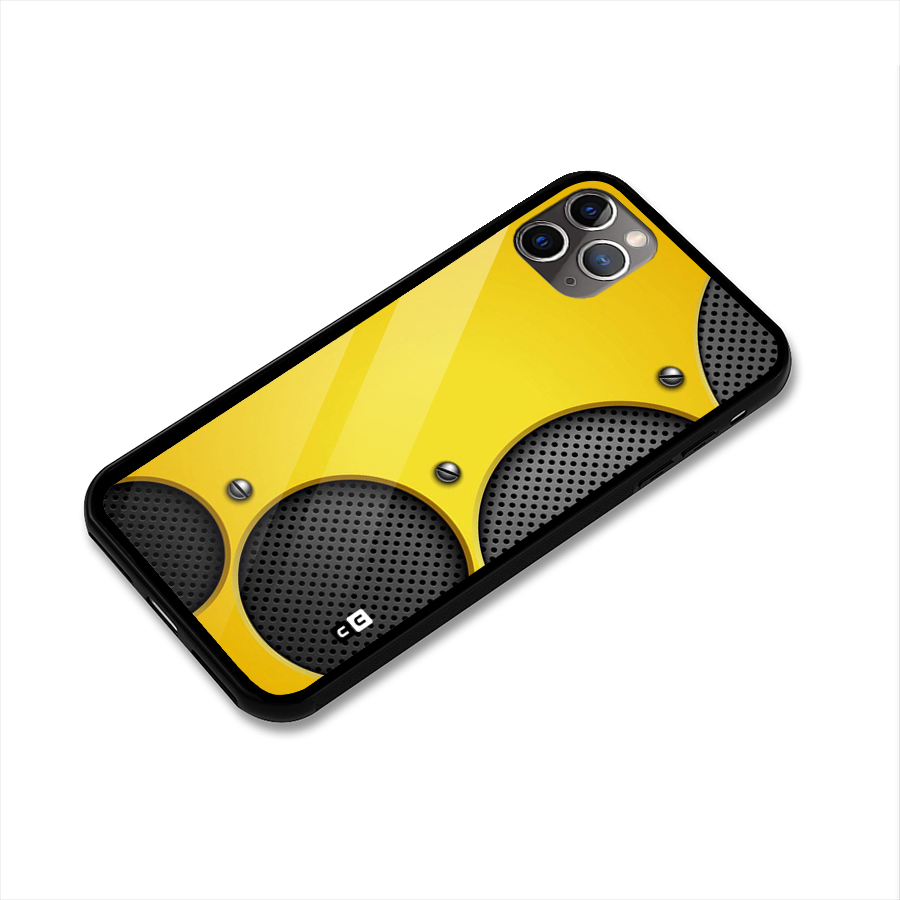 Black Net Yellow Glass Back Case for iPhone 11 Pro Max