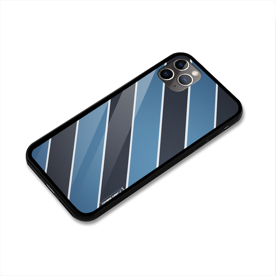 Blue Black Stripes Glass Back Case for iPhone 11 Pro Max