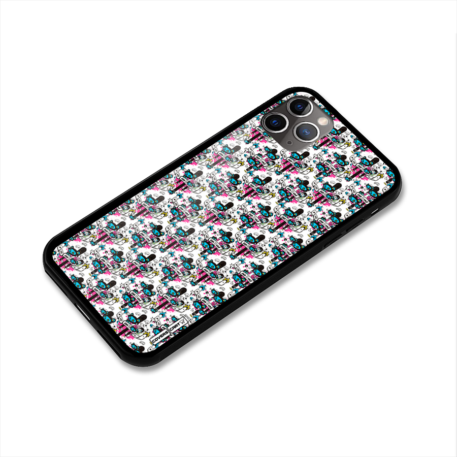Blue Pink Pattern Glass Back Case for iPhone 11 Pro Max