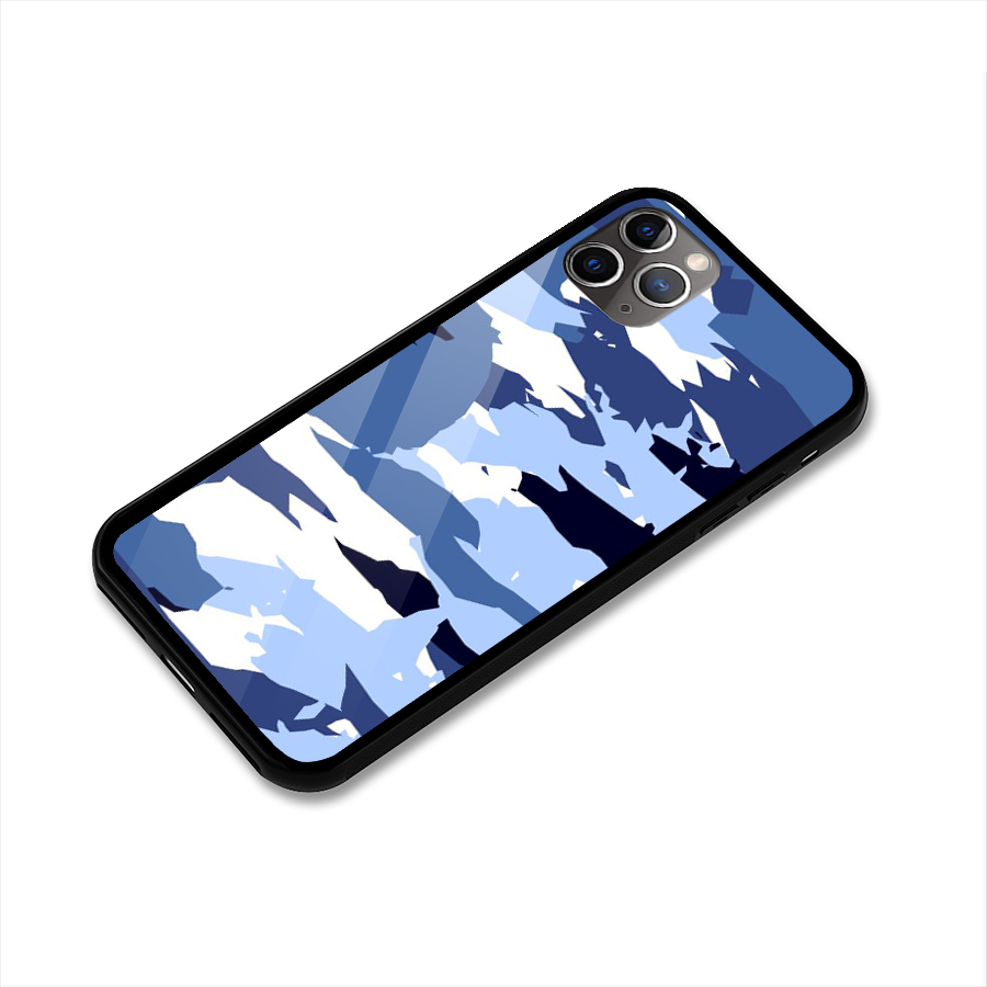 Blue White Canvas Glass Back Case for iPhone 11 Pro Max