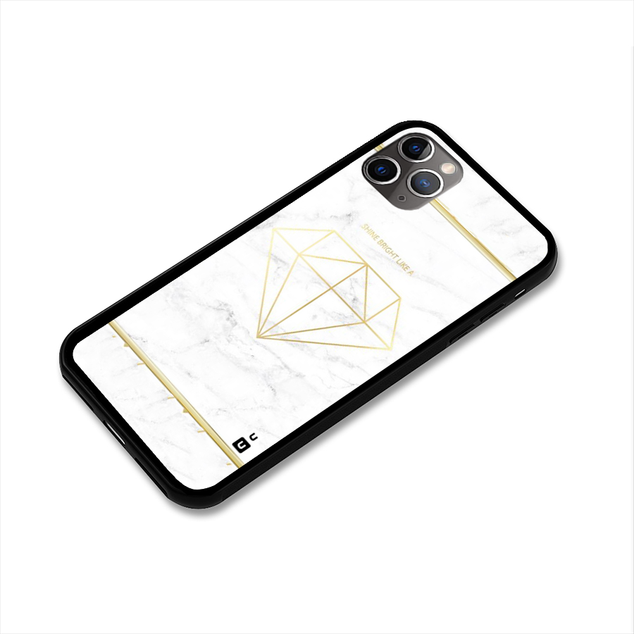 Bright Gold Diamond Glass Back Case for iPhone 11 Pro Max