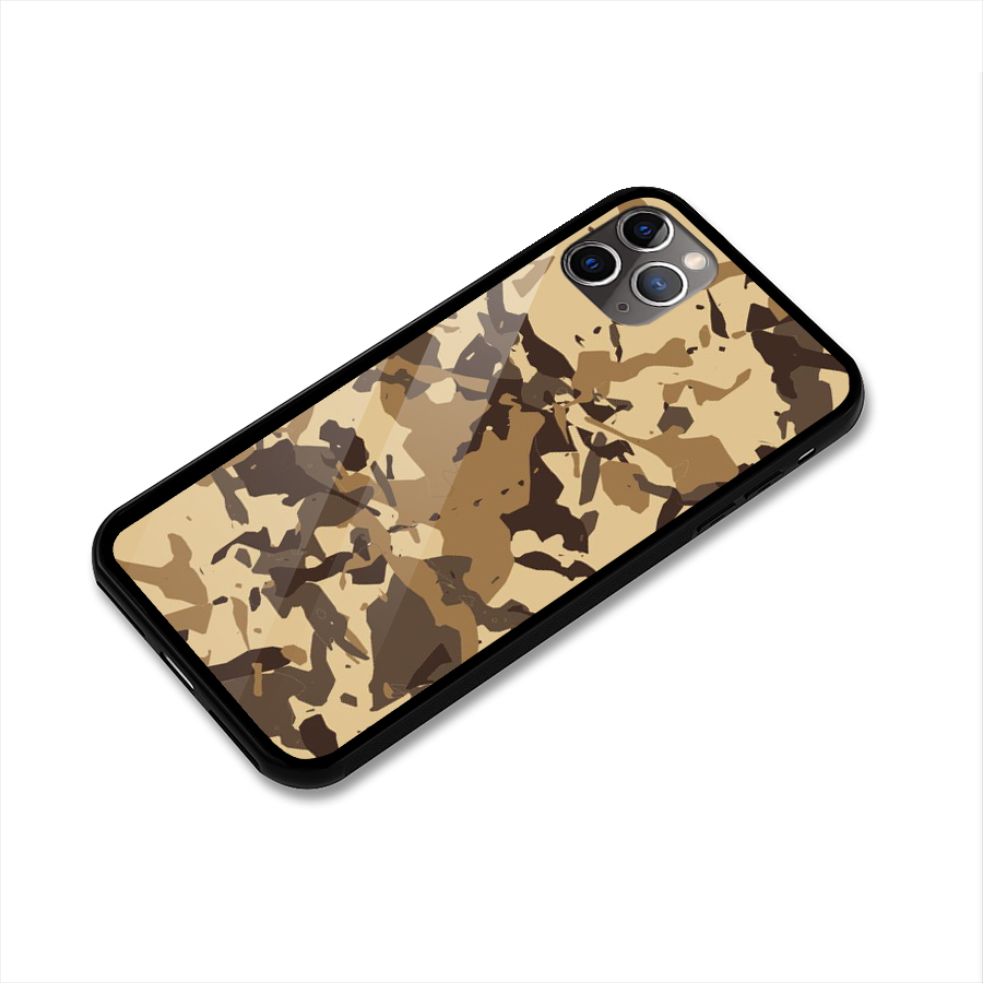 Brown Camouflage Army Glass Back Case for iPhone 11 Pro Max