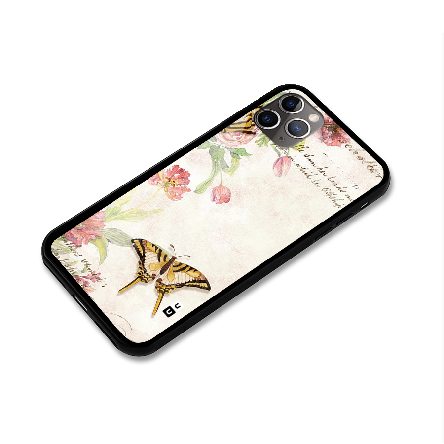 Butterfly Floral Glass Back Case for iPhone 11 Pro Max