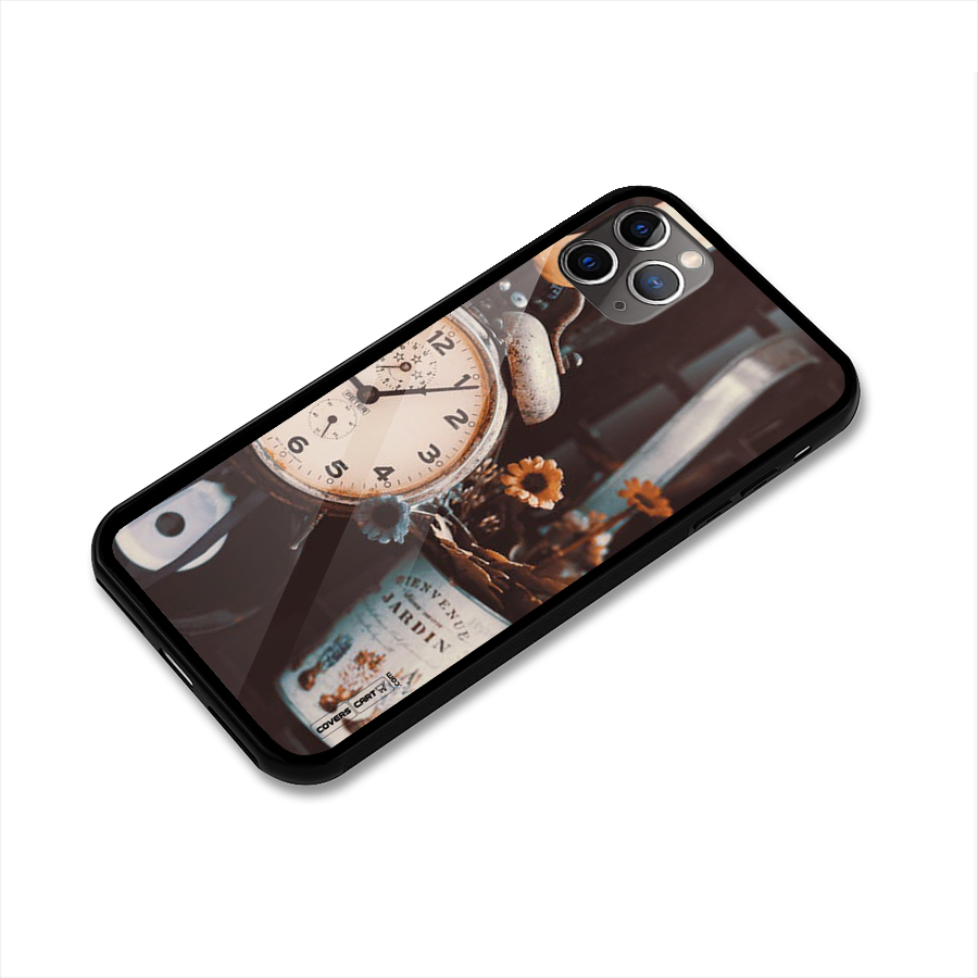 Clock And Flowers Glass Back Case for iPhone 11 Pro Max