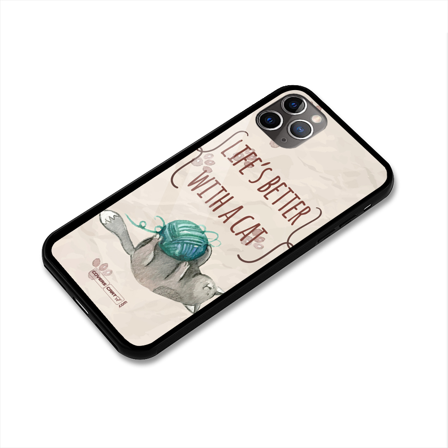 Cute Cat Glass Back Case for iPhone 11 Pro Max