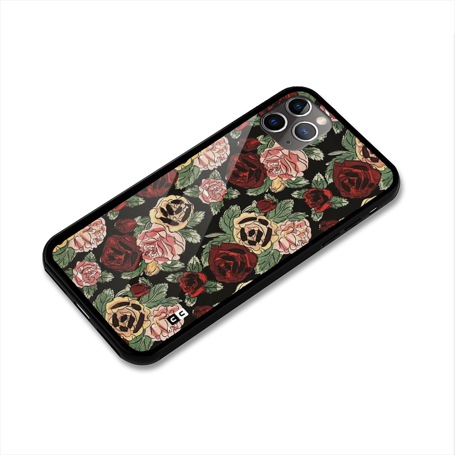 Dark Pastel Flowers Glass Back Case for iPhone 11 Pro Max